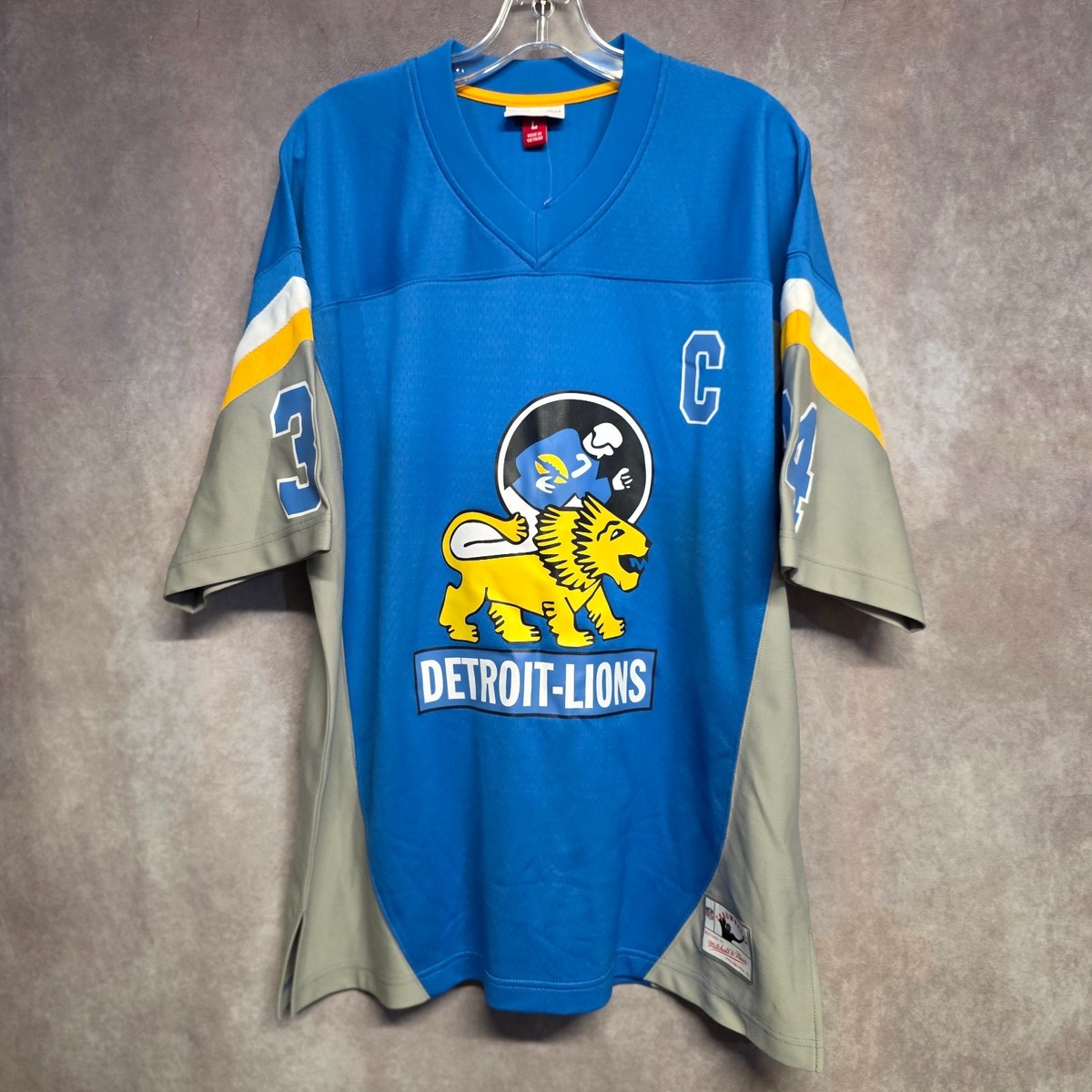 NFL mitchell＆ness フットボールTシャツ 34 size48 NWOT Mitchell & Ness Detroit Lions Vintage Big Logo 34 Football