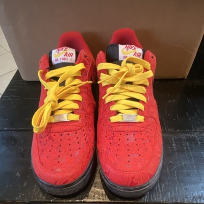 Nike Air Force 1 Low Top Men's Sneakers Red/Yellow/Black Paisley 488298-611