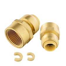 2 PCS 1/2" Push-to-connect x 3/4"Female Thread Brass CouplingPush Fit Fitting...