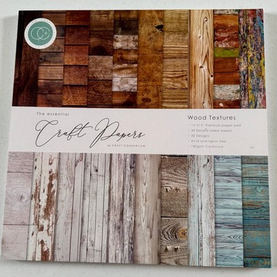 Neu Craft Consortium 12 x 12 Holz Texturen Karton 180 g/m² Block - 30 Doppelblätter