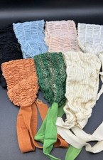 RARE Lot Of 7 VINTAGE Girl s Head Scarves Bonnets Various Colors Fabric NICE