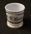 ANTIQUE KPM GERMAN PORCELAIN GOLD GILT SHAVING MUG G.W. HOXIE   — photo 1