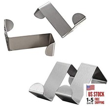 Pack of 4 Stainless Steel Reversible Over Door Cabinet Drawer Hooks Office