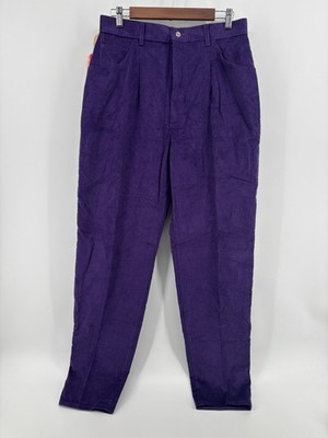 Lee Casuals Misses London Rider Corduroy Pants Womens Purple Tapered Leg 16 NWT