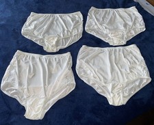 VTG LOT 4 Vanity Fair semi opaque White Silky NYLON Panties 13-001 sz 6 w Lace