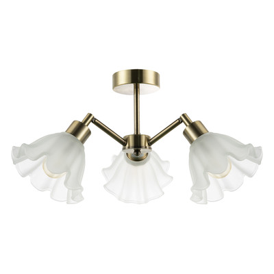Traditionelle Deckenleuchte mit mattierten Jakobsmuschel-Glasschirmen von Happy...