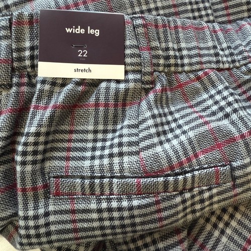 Ava & Viv Womens Wide Leg Plaid Stretch Pants Gray/Rust Size 22 Classic Fit - Picture 4 of 14