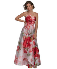 $379 Donna Karan New York Women Floral Print Strapless Gown Size 2