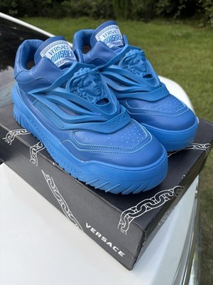 Men s 44 Versace Odissea Rubber All Blue Pre-Owned Sneakers U.S Size 10/10.5
