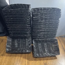 36 Black TableCraft  9” x 6” x 2.5” Rectangular Black Wicker Baskets Item 2472