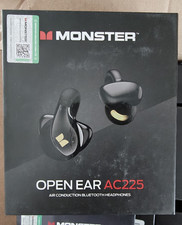 Monster AC225 Open Ear Air Conduction Bluetooth Wireless Earbuds Black Mic