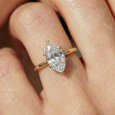 Marquise Cut CZ Engagement Ring  Promise Ring  Delicate Proposal Ring.
