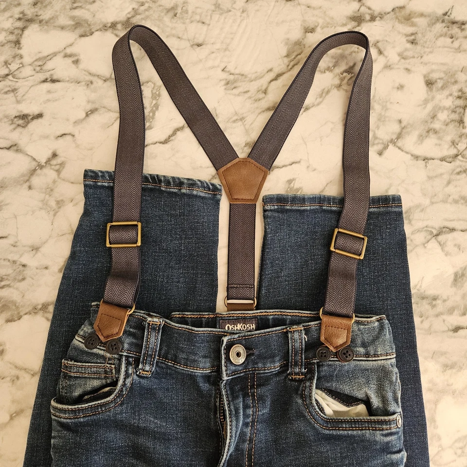 Calça jeans suspensa Oshkosh menino tamanho 7 - Imagem 2 de 4
