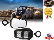 UTV RZR Mirror Offroad Side Rear View Mirrors with LED Spot Light Compatible ...