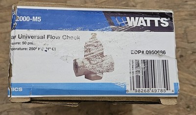 Two Way Universal Flow Check Control Valve Watts 3/4'', 2000-M5, 50 PSI - #29464