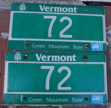 TWO DIGIT Vermont License Plate Pair Set 1994 Superior Court Justice #72