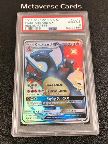 2019 Pokemon Sun & Moon Fa/Charizard GX Hidden Fates #SV49/SV94 PSA 10