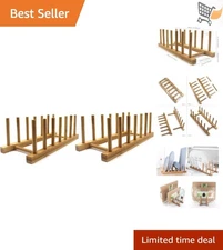 Bamboo Dish Rack Wood Plate Holder Kitchen Storage Organizer for Plates Cups