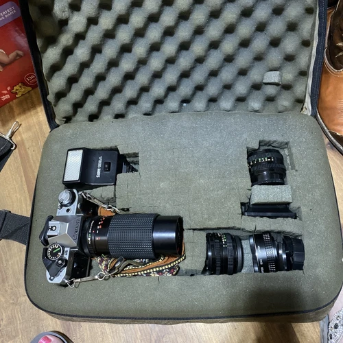 Canon AE-1 Program 35mm Manual SLR Film Camera W/ 50mm 1:1.8 Lens & Zoom Lens...
