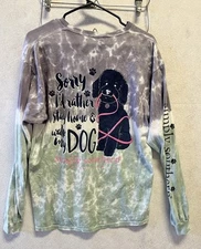 Simply Southern Long Sleeve T-shirt Womens Size L  I'd Rather Stay Home Walk Dog