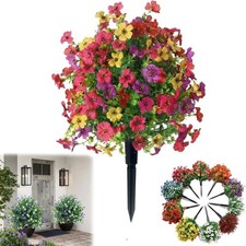 Artificial Flowers with Ground Stake UV Resistant Plastic Faux Greenery Indoor