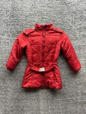 Burberry Belted Ski Quilted Winter Hooded Puffer Jacket Red Kids Size 4Y / 104cm