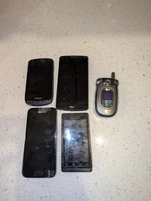 Lot Of 5 Misc Cell Phones For Parts. Samsung,  LG, Motorola 