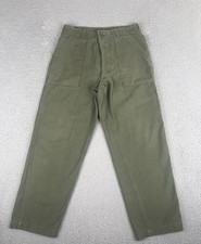 Vintage 70s Military Pants 30x27 tag32x29 Green Sateen OG 107 Vietnam Baker