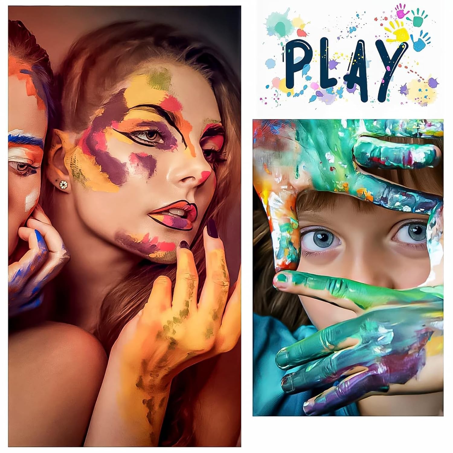 Face Painting Kit Non-Toxic Body Paint Washable 18 Colors Facepaint Makeup Kit f