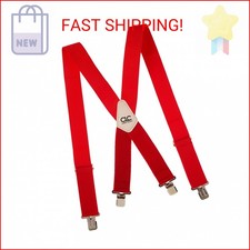 Custom Leathercraft 110RED Heavy Duty Work Suspenders, Elastic Straps, One Size,