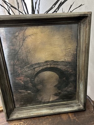 Bridge Unique Moody Vintage Rustic Mirror Art Print In Vintage Frame 20x17 