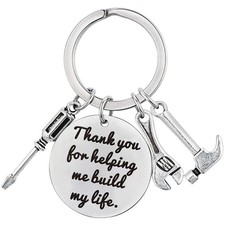 Fathers Day Keychain from Daughter Son, Wedding Birthday Keychain Gift for Step.