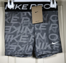 NWT Nike PRO Dri-FIT YOUTH Girl's Medium 3" Training Shorts Smoke Grey HJ8862