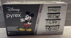Disney 100 Year Anniversary Pyrex Glass Food Storage Bowl & Lid Set 8 Pieces NEW