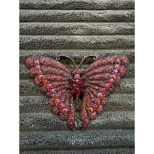 Stunning Butterfly Brooch Rhinestone Encrusted Statement Jewelry