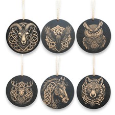 Ornament - Black - Celtic Animals - Set of 6
