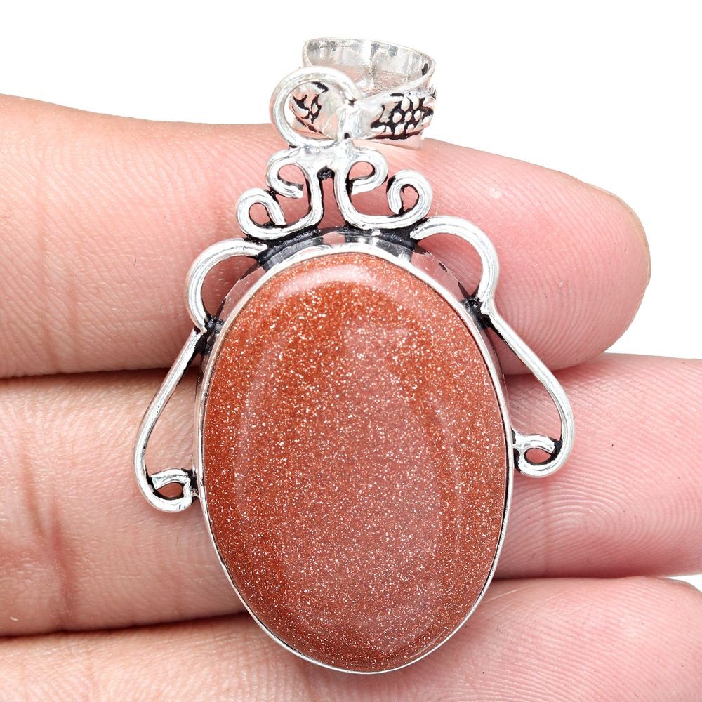 Red Sunset Tara Gemstone Handmade Silver Pendant for Mother's Day 2 Inch
