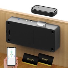  Smart Cabinet Lock Adhesive No-Drill Child Proof RFID Bluetooth Keyless Black 