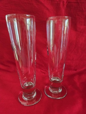 Set Of 2 Vintage Libby Pilsner Craft Beer Glasses Weighted Footed Bottom 9''