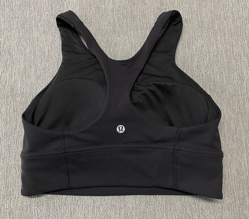 Lululemon Sports Bra Womens 8 Black Wunder Train Long Line Workout Yoga LW2CNSS