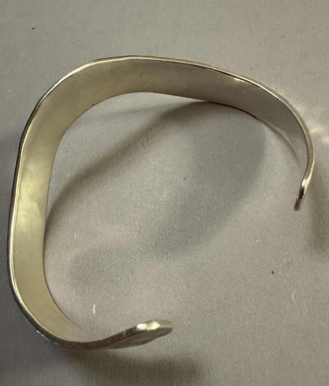 Solid Sterling Silver 925 Hammered Cuff Bangle Br… - image 7