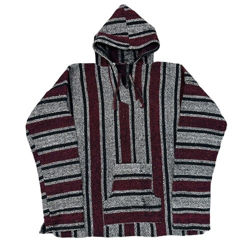 Vintage Mexican Baja Hoodie Hippie Festival Multicoloured Sweatshirt Mens XL