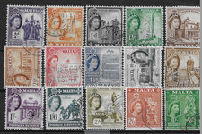 Malte - 1956 - Sc 246-60 - QEII premières définitions VF occasion cv = 12,00 $US