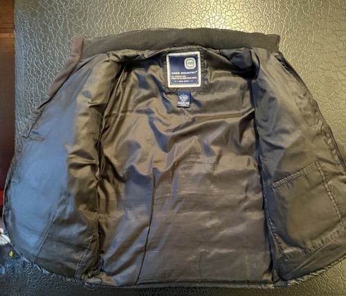 Free Country Men’s Black Puffer Jacket, Band Collar, Zip, Down Insulated, L - Picture 6 of 10