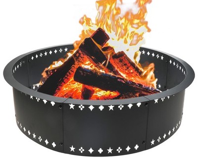 36 Inch Fire Pit Ring Heavy Duty Steel Smokeless Outdoor Wood Burning Patio