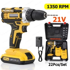 DC 21V Cordless Impact Driver Hammer Drill Combo Kit with 2 Battery & Charger
