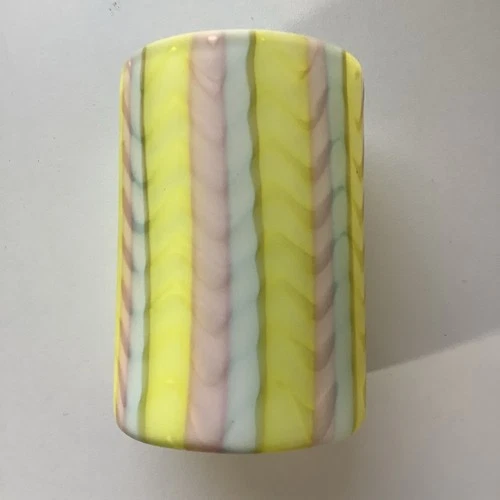 Vintage Murano Style Italian Hand Blown Art Glass Vase With Vibrant Swirl Design