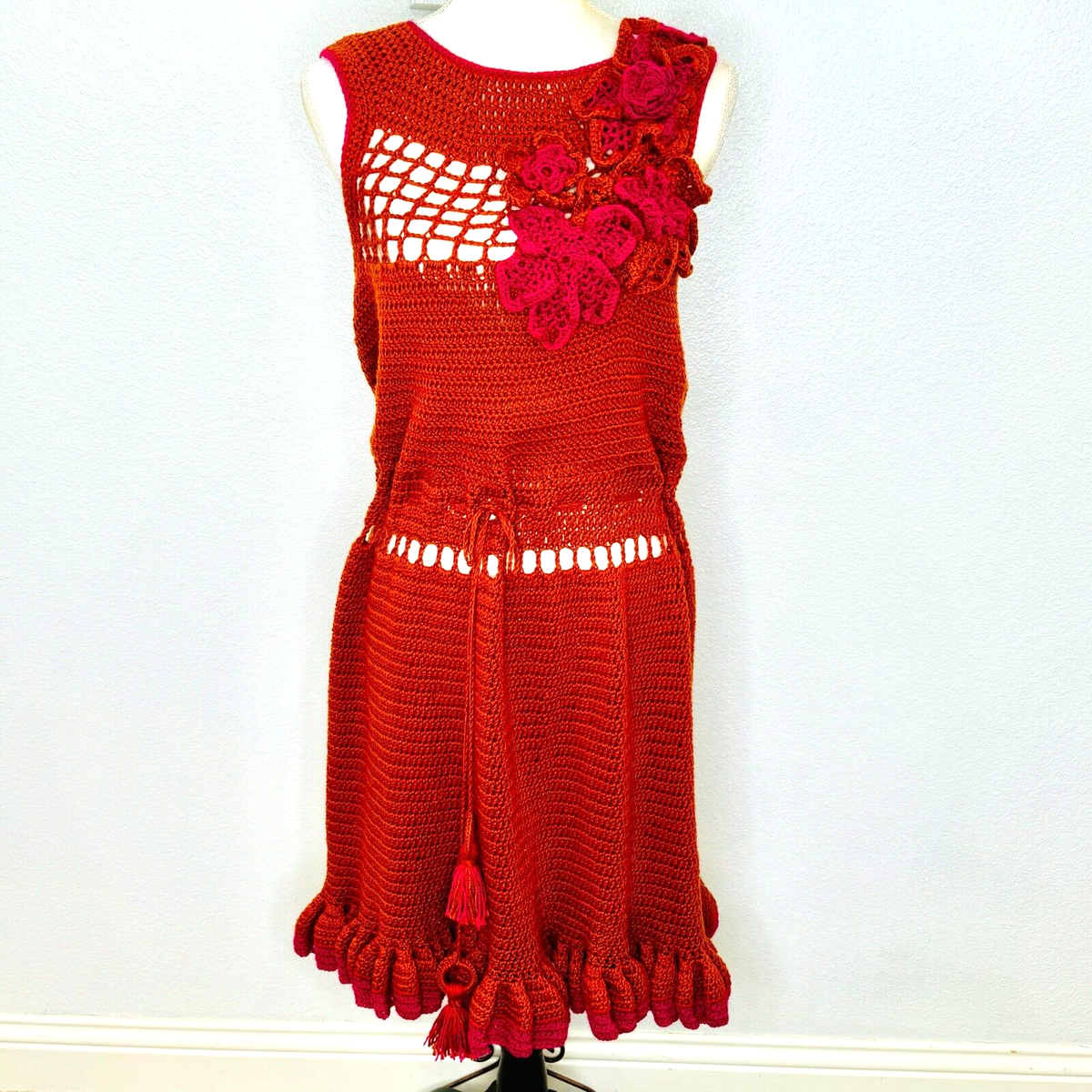 meshki knit dress with flowers MESHKI - Paloma One Shoulder Knit Maxi Dress With Flowers main image 0