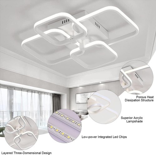 Living and Home LED energieeffiziente halbbündige Deckenleuchte 4 quadratisch-weiß UK - Bild 4 von 6