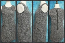 Ann Taylor Loft Wool Blend Gray Scoop Neck Sleeveless Exposed Zip Shift Dress 2